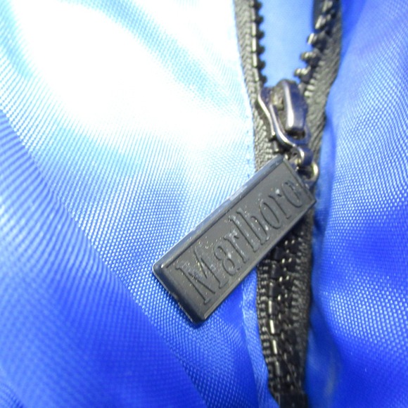 Vintage Marlboro Unlimited Jacket Mens Large Blue Black Hooded Full Zip Rain 90s - Picture 8 of 15